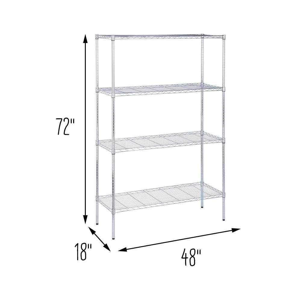 Honey-Can-Do Gray 4-Tier Adjustable Chrome Garage Storing Shelving Unit with 350 lbs. Per-Shelf Capacity