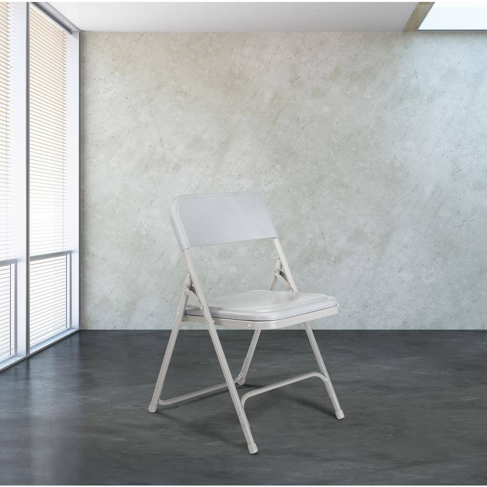 National Public Seating Grey Plastic Seat Stackable Outdoor Safe Folding Chair (Set of 4)