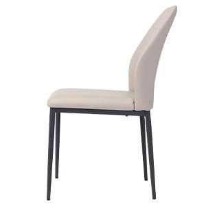 GOJANE Beige Faux Leather Solid Back Dining Side Chair with Stable Steel Legs, Set of 4