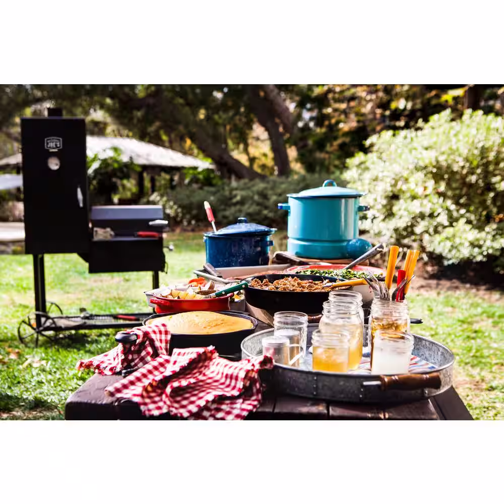 OKLAHOMA JOE'S Bandera Vertical Offset Smoker and Charcoal Grill Combo in Black with 992 sq. in. Cooking Space