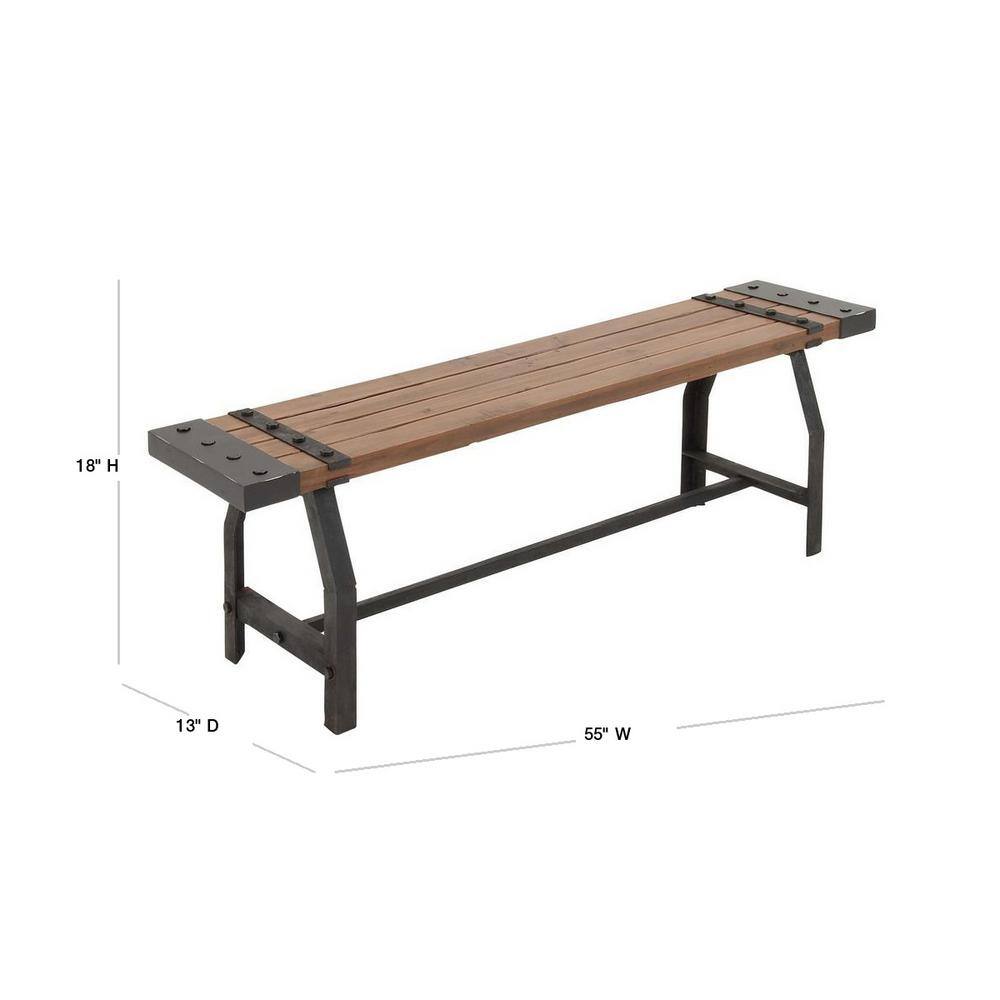 Litton Lane Brown Bench 18 in. X 55 in. X 13 in.