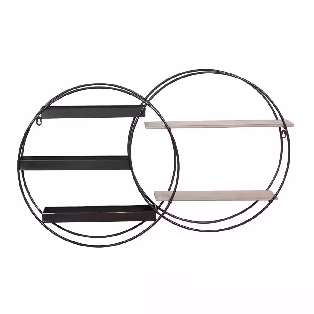 None Brown 8 Cubbies Wood Sail Boat Wall Shelf