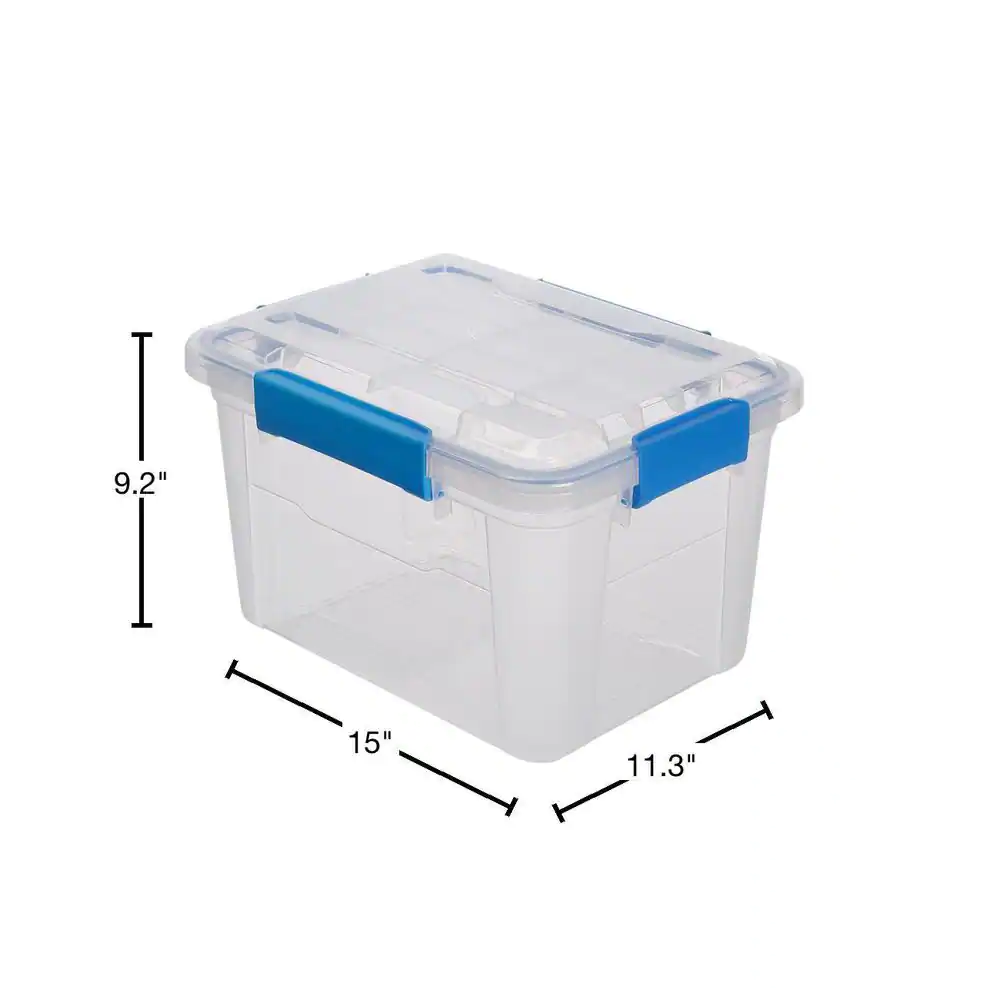 Ezy Storage 18L/19Qt Waterproof Clear Latch Tote IP-67