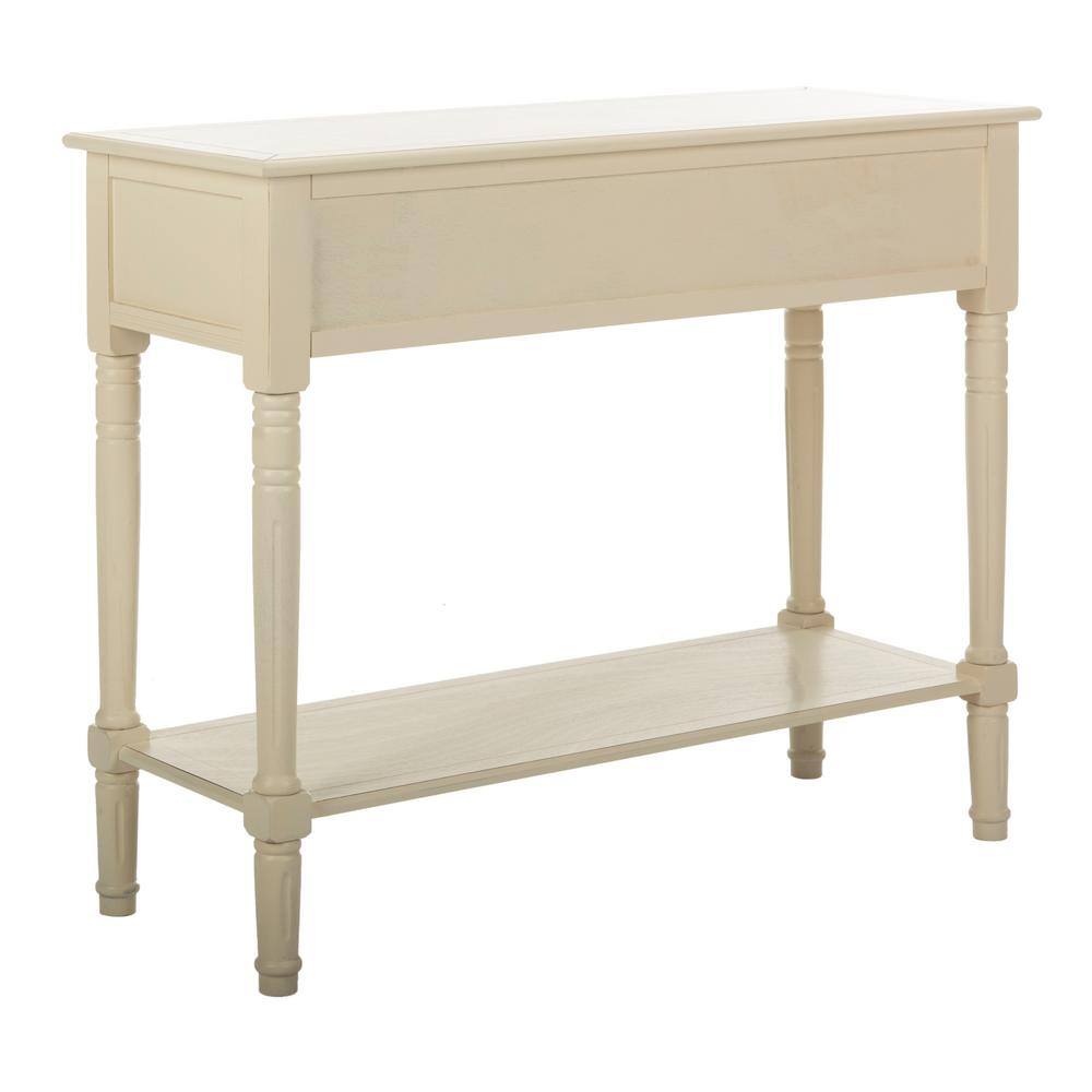 SAFAVIEH Samantha 36 in. 2-Drawer White/Cream Wood Console Table