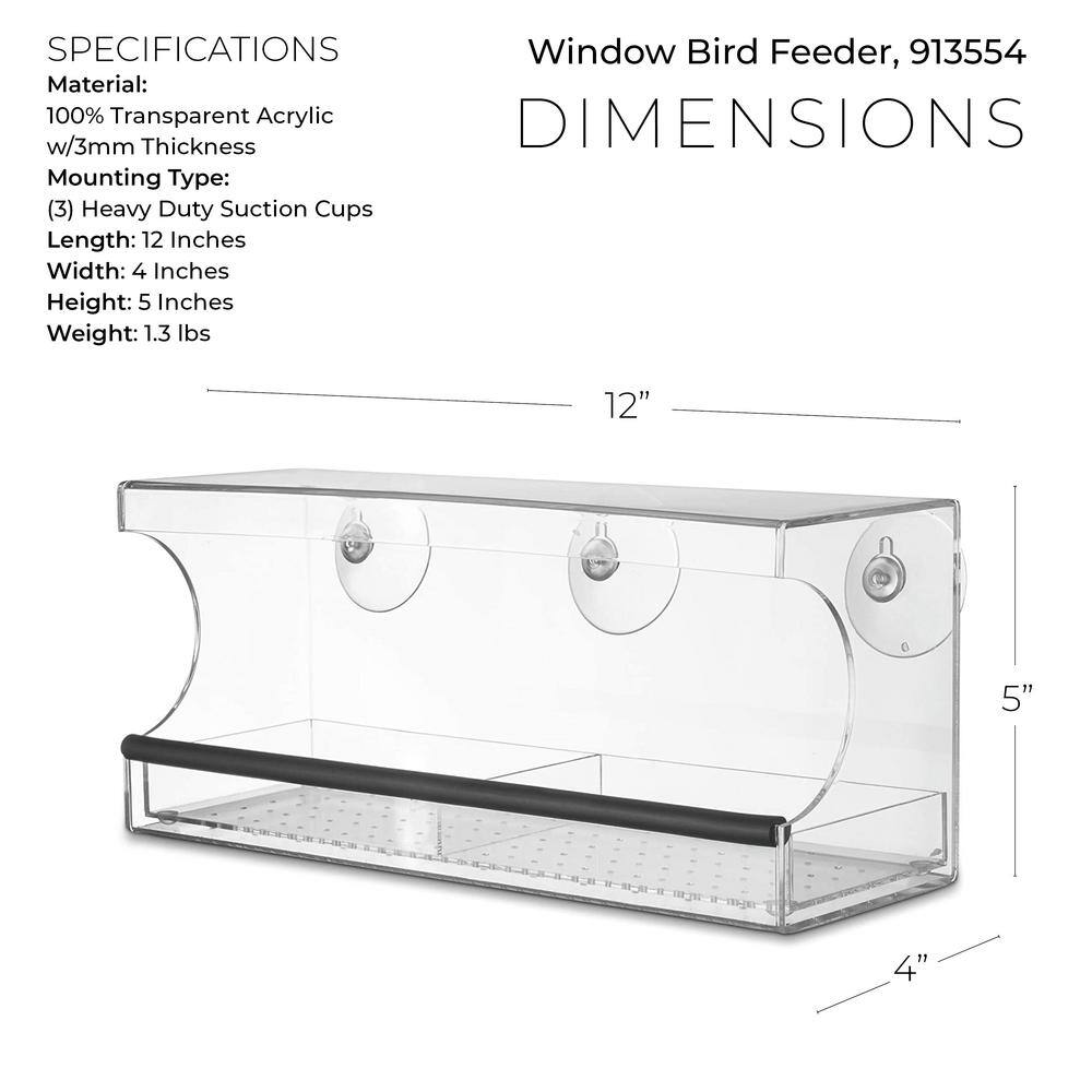 None Clear Window Bird Feeder with Powerful Suction