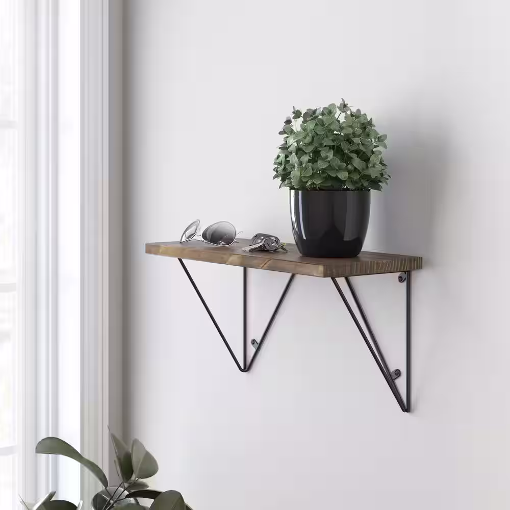 Liberty 6.28 in. Matte Black Steel Geometric Decorative Shelf Bracket (2-Pack)
