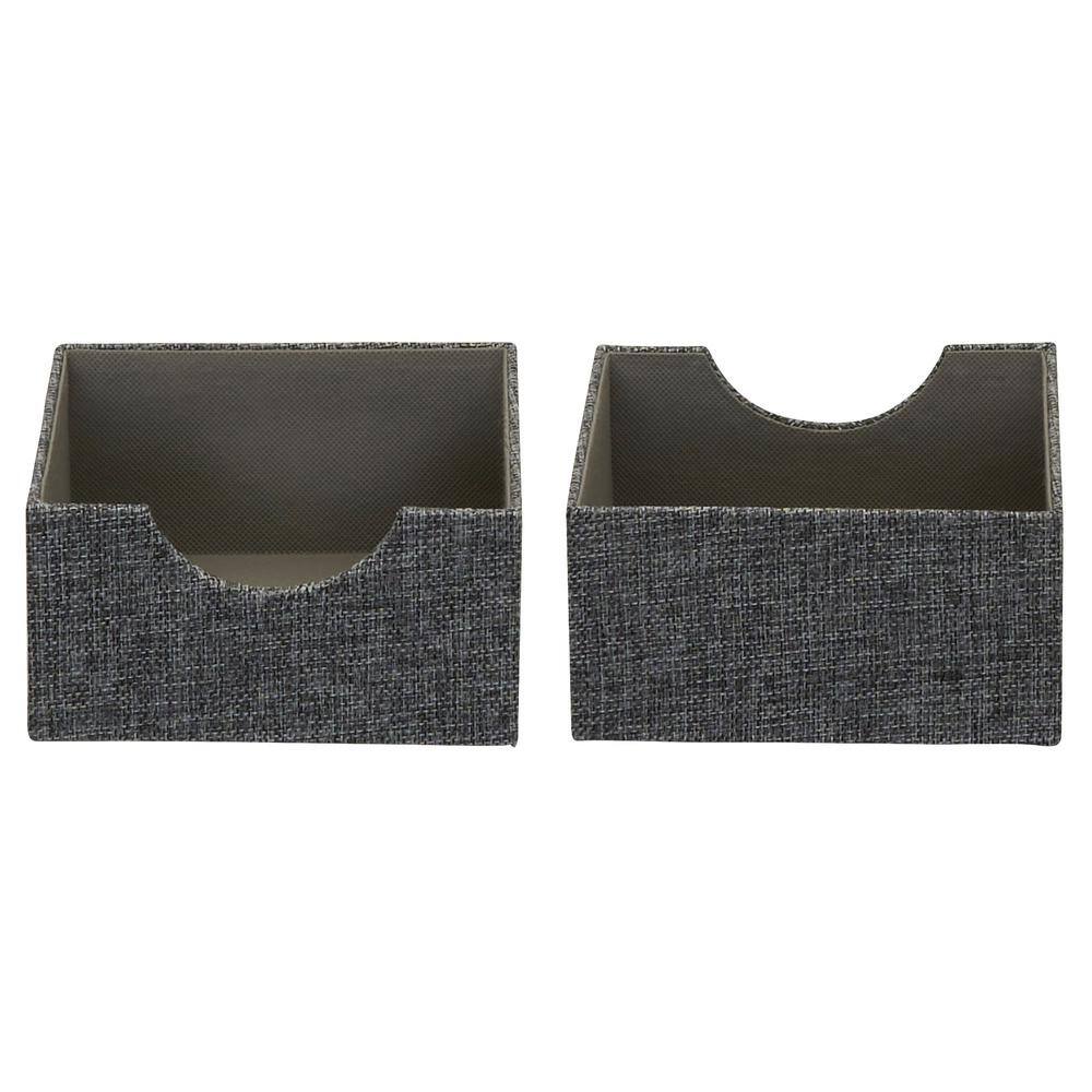 HOUSEHOLD ESSENTIALS Graphite Linen Square 6 in. Hard-Sided Trays (2-Piece)