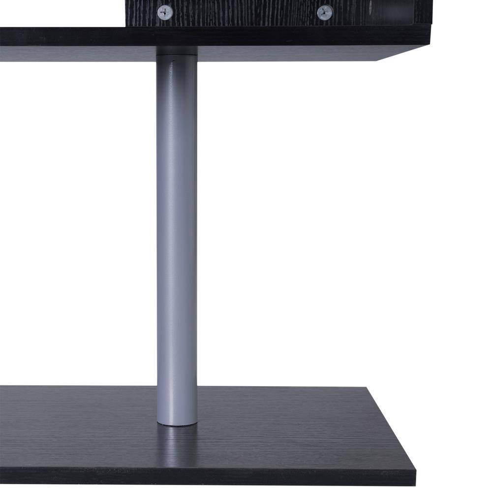 None 55 in. L-Shaped Black Writing Computer Desk with Display Shelves