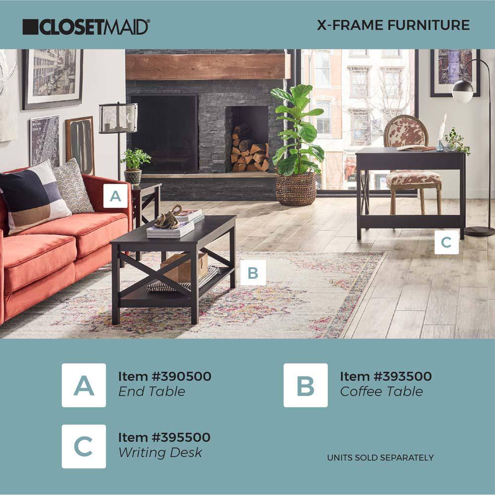 ClosetMaid X-Frame 30 in. H x 39.4 in. W x 21.7 in. D Metal Frame Writing and Computer Desk Shelving Unit in Black Walnut