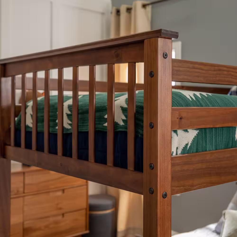 Walker Edison Furniture Company Solid Wood Twin over Twin Mission Design Bunk Bed - Walnut