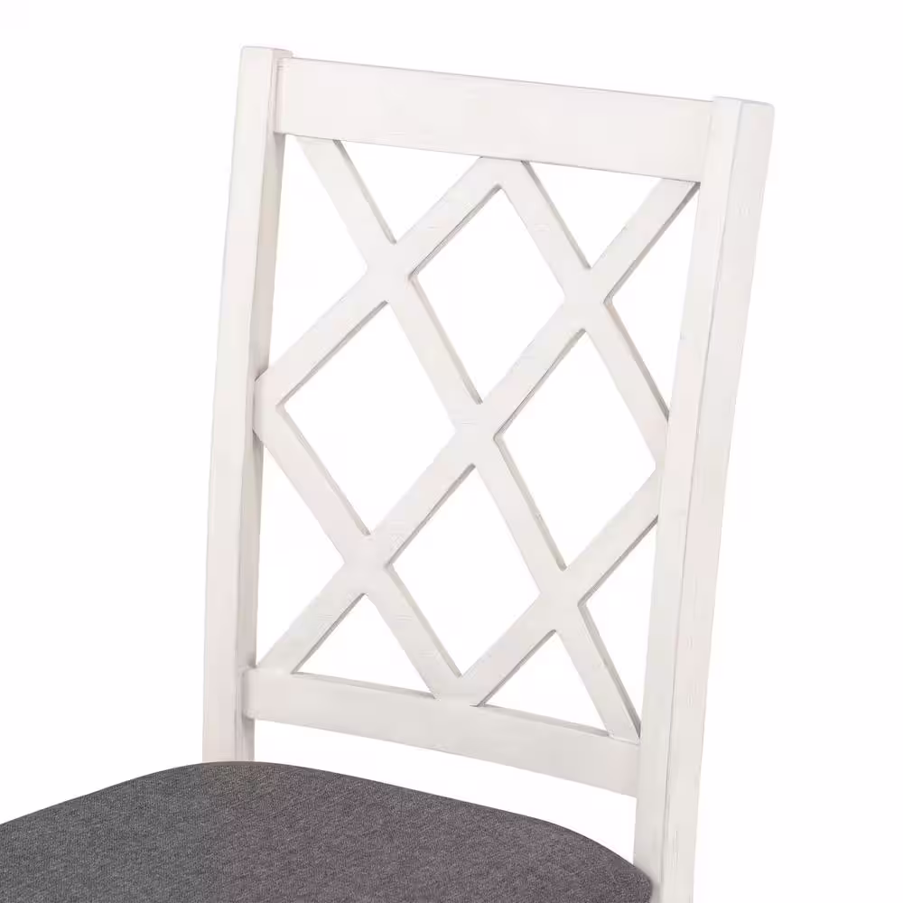 Harper & Bright Designs Mid-Century 5-piece Brown Round MDF Top Dining Table Set Seats 4 with Gray Upholstered Chairs