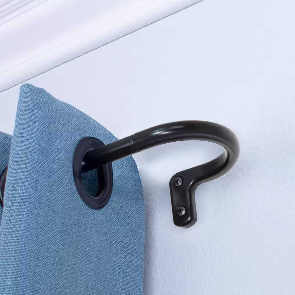 Decopolitan Room Darkening Wrap Around 86 in. - 128 in. Adjustable Curtain Rod 5/8 in. in Black Oil with Finial