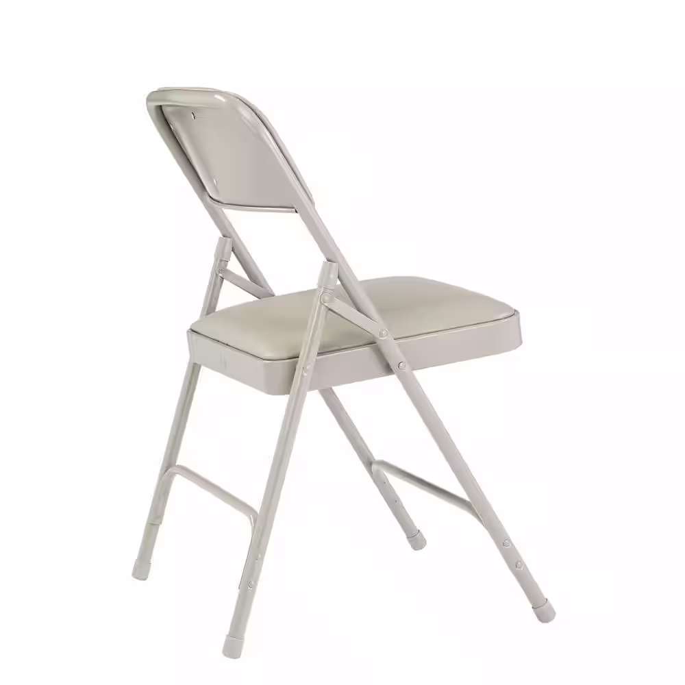 National Public Seating Grey Vinyl Padded Seat Stackable Folding Chair (Set of 4)