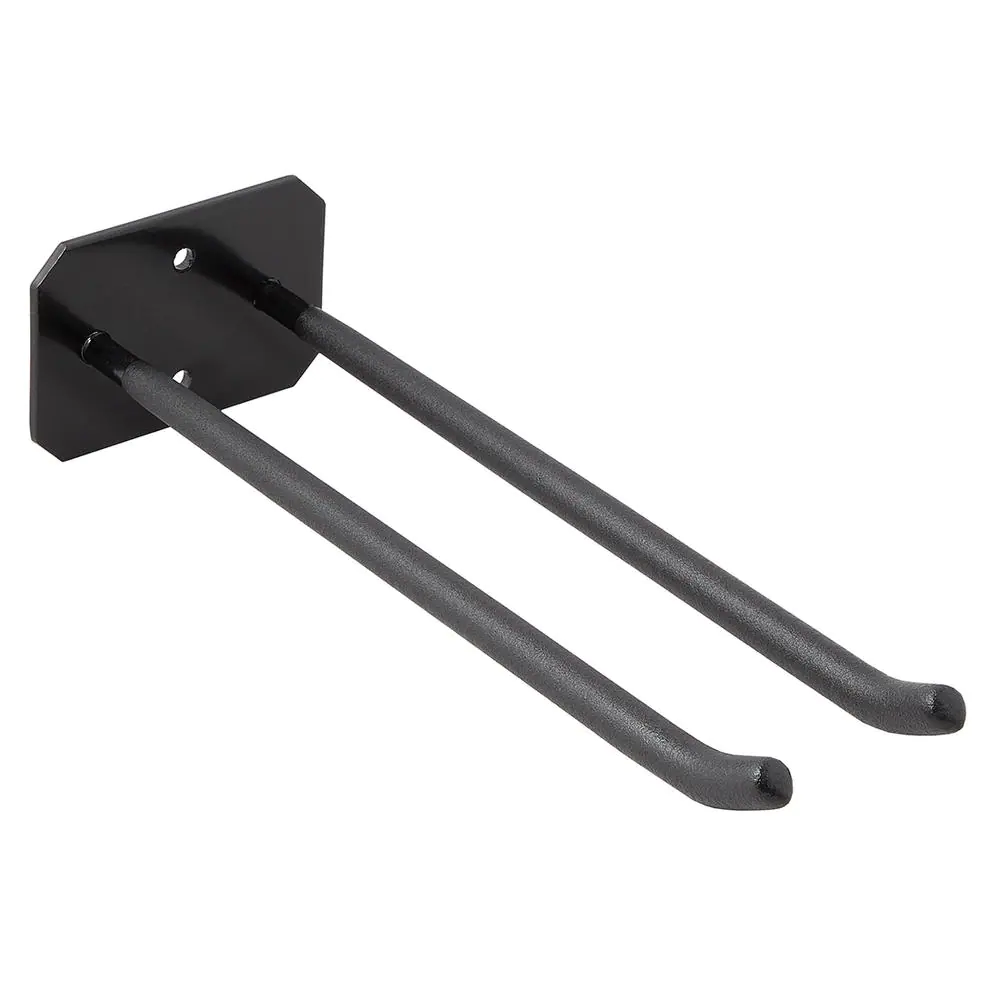 Husky 50 lbs. Heavy-Duty Wall-Mounted Black Steel Double Straight Hook Tool Rack with Mounting Hardware