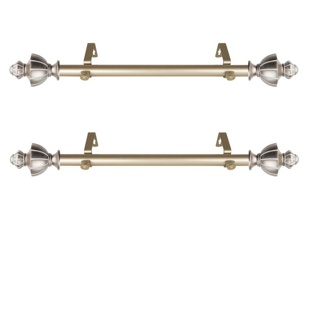 Rod Desyne Jerome 12 in. - 20 in. L Adjustable 1 in. Dia Single Side Window Curtain Rod in Light Gold (Set of 2)