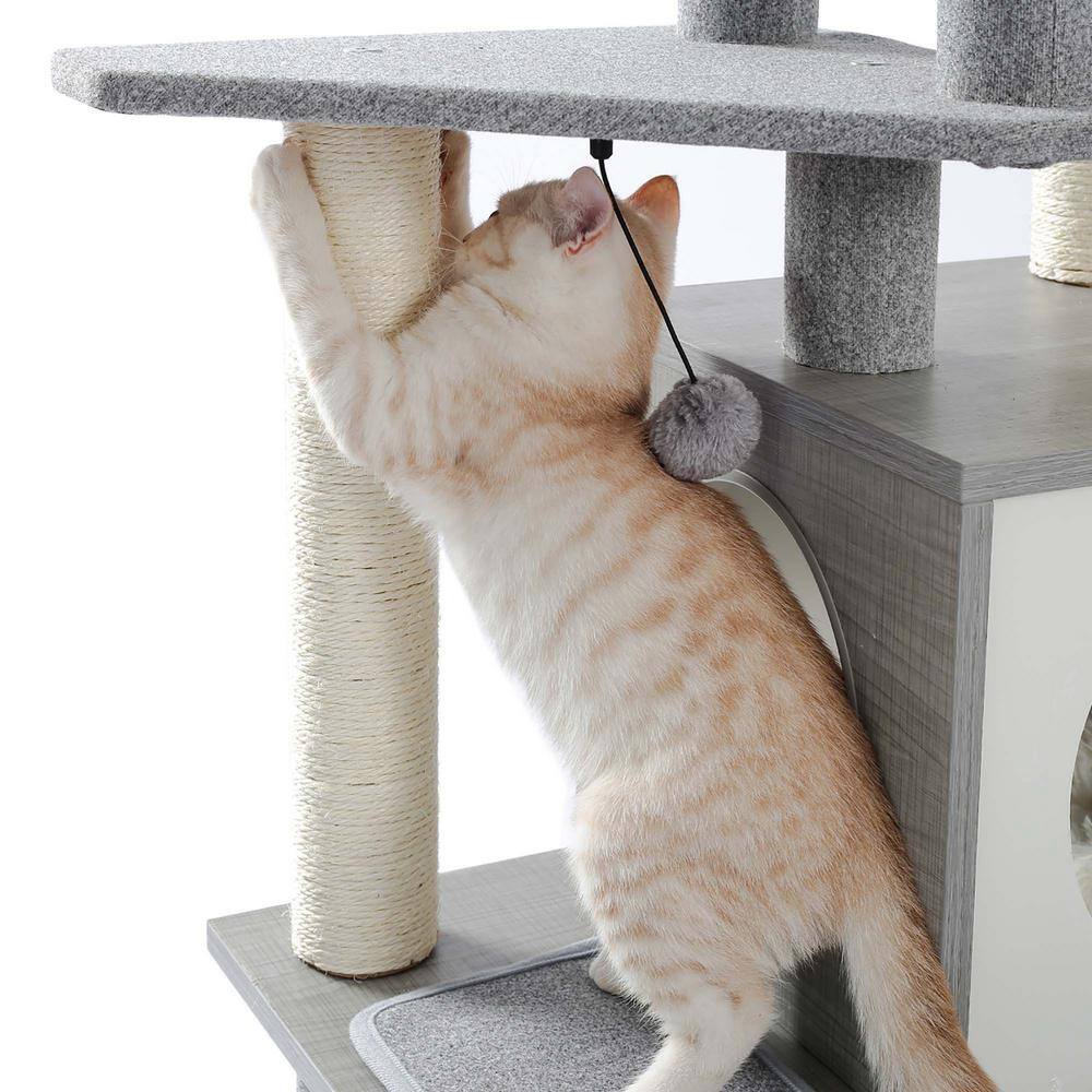 Foobrues 61.8 in. H Pet Cat Scratching Posts and Trees in Gray