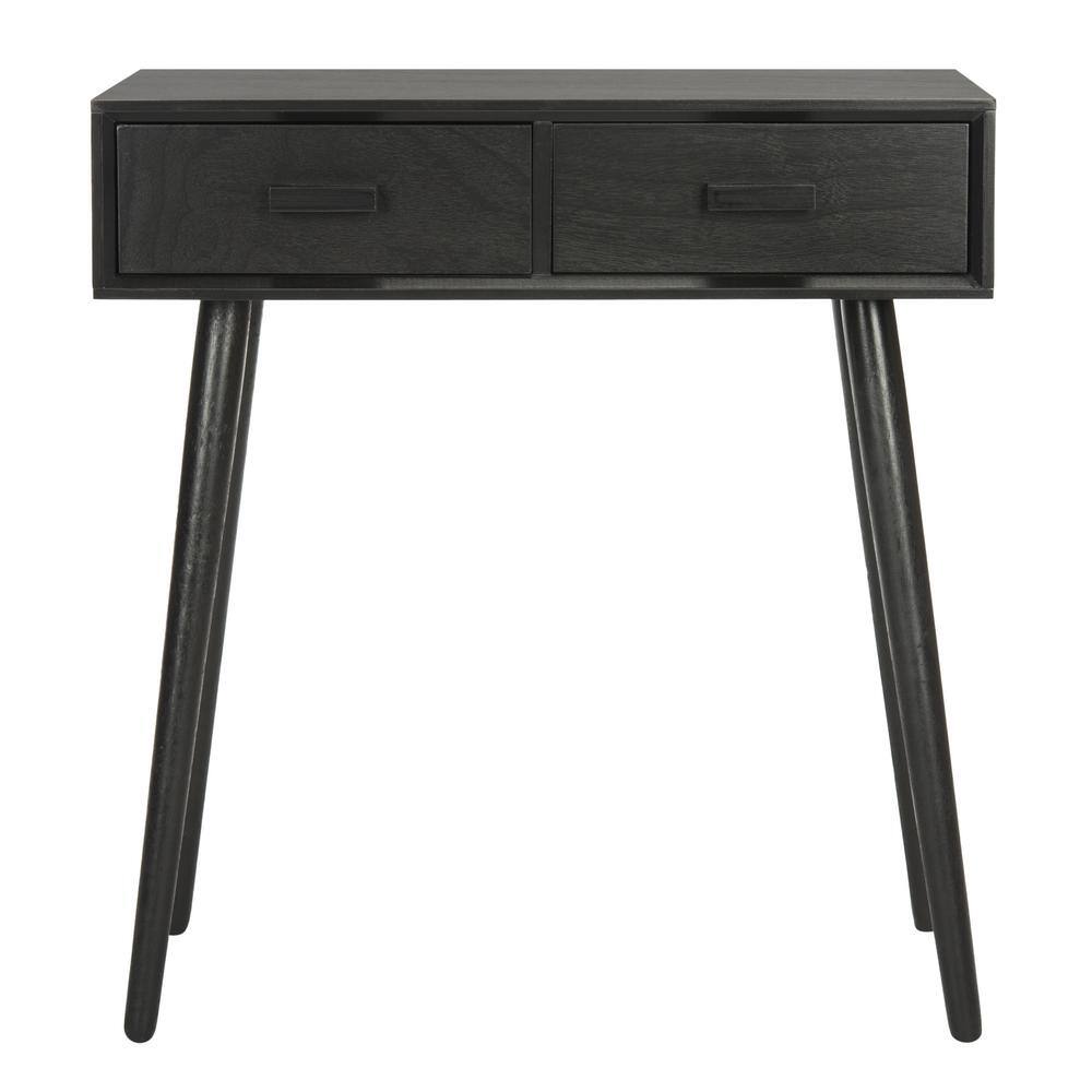 SAFAVIEH Dean 29 in. 2-Drawer Black Wood Console Table