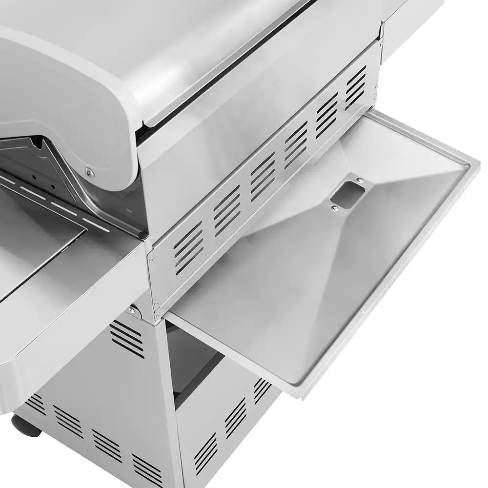 Monument Grills 4-Burner Propane Gas Grill in Stainless with Clear View Lid, LED Controls and Side Burner