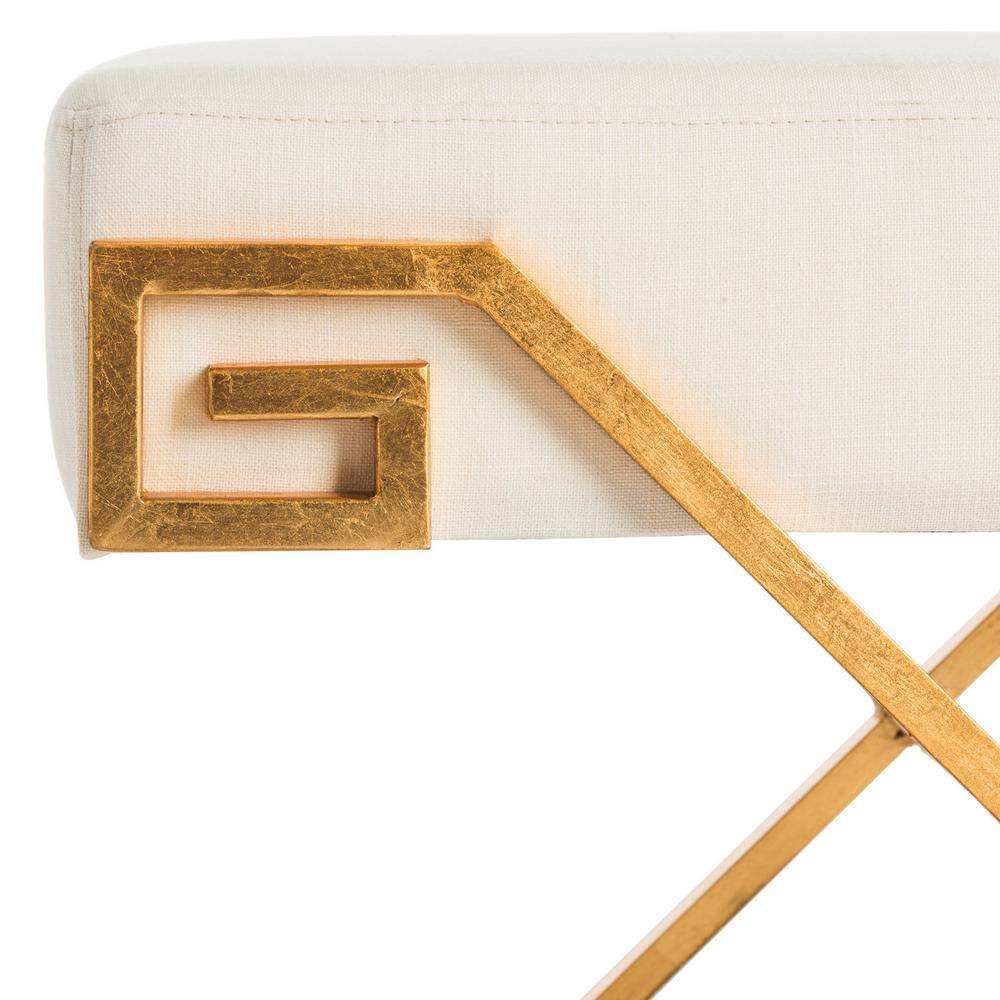 SAFAVIEH Luna Off-White/Gold Upholstered Entryway Bench
