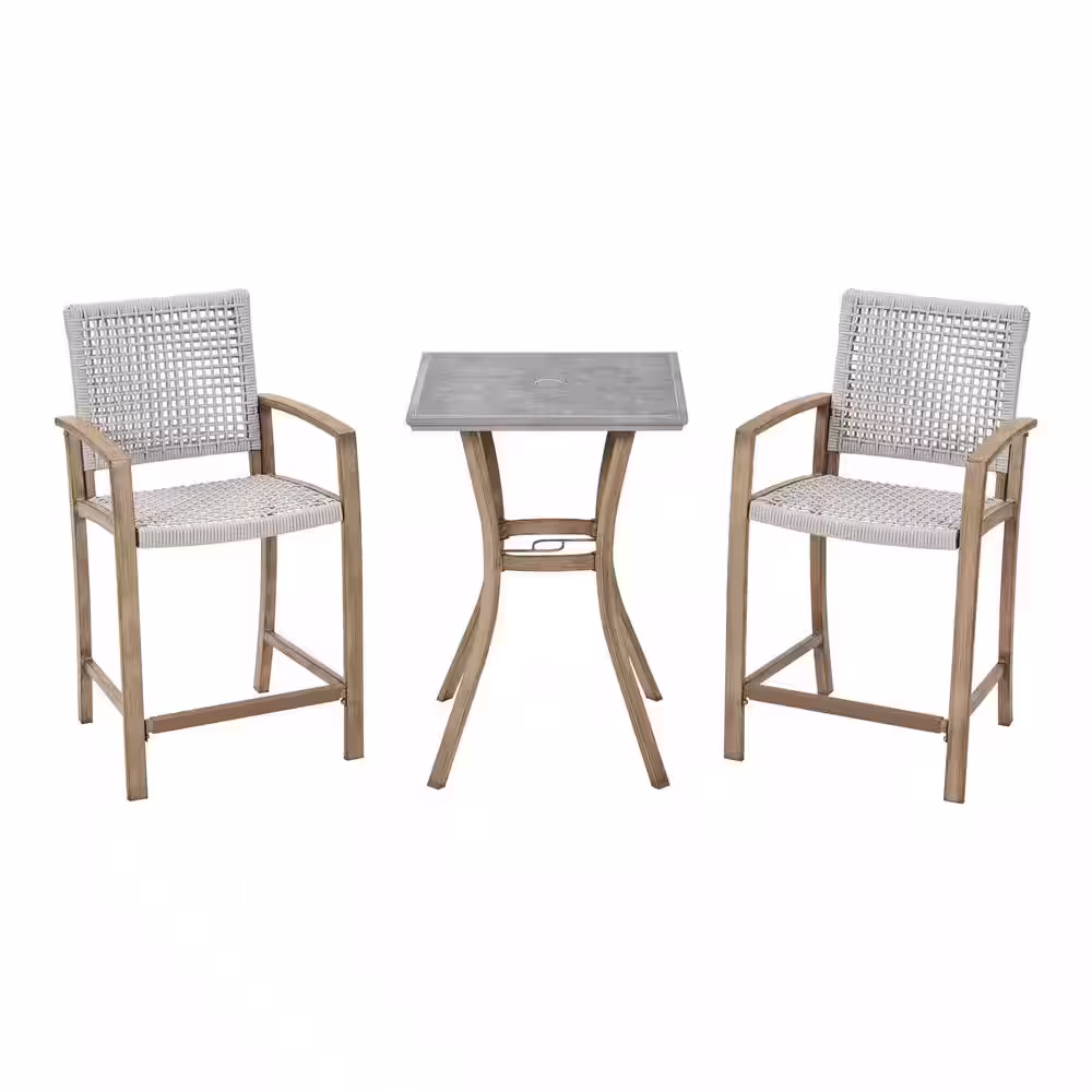 Hampton Bay Summerhaven 3-Piece Wicker Square Balcony Height Outdoor Bistro Set
