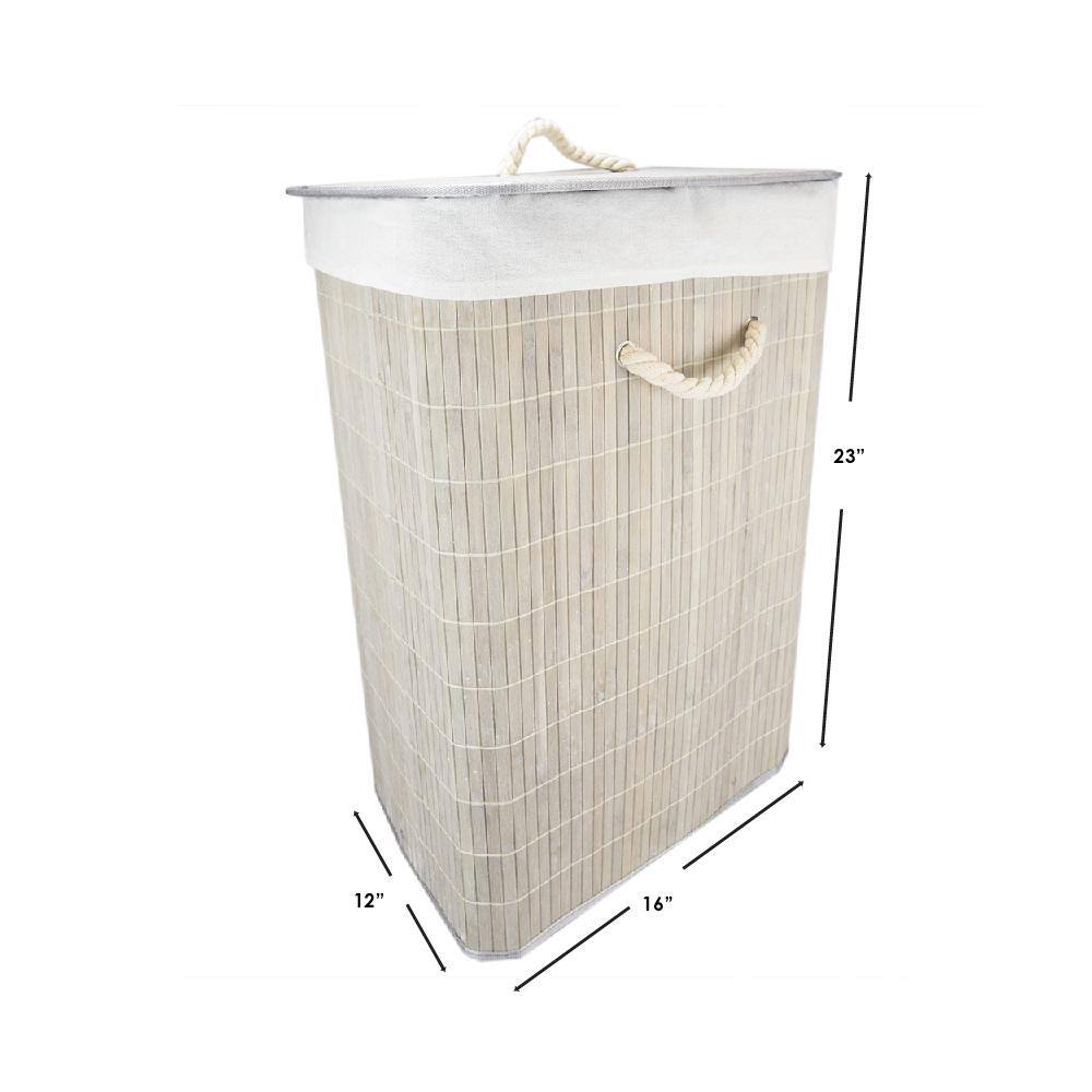 Home Basics Rectangular Grey Bamboo Laundry Hamper