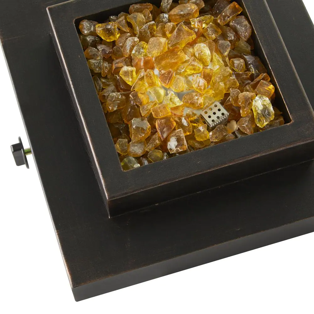 Hampton Bay 14 in. x 5.5 in. 8000 BTU Square Steel Propane Fire Pit in Antique Bronze