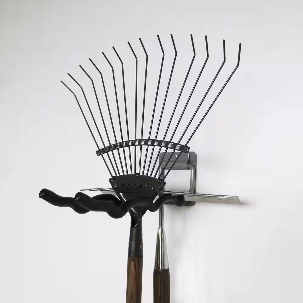 Everbilt Heavy Duty Wall Mounted Flip-Up Tool Holder with Protective Vinyl Coating in Gray with 50 lb. Capacity