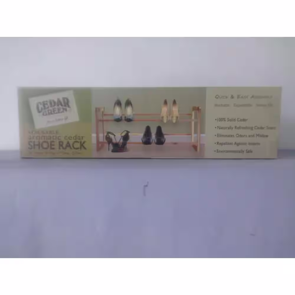 CEDAR GREEN 12 H 6-Pair 2-Tier Assorted Colors Cedar Shoe Rack