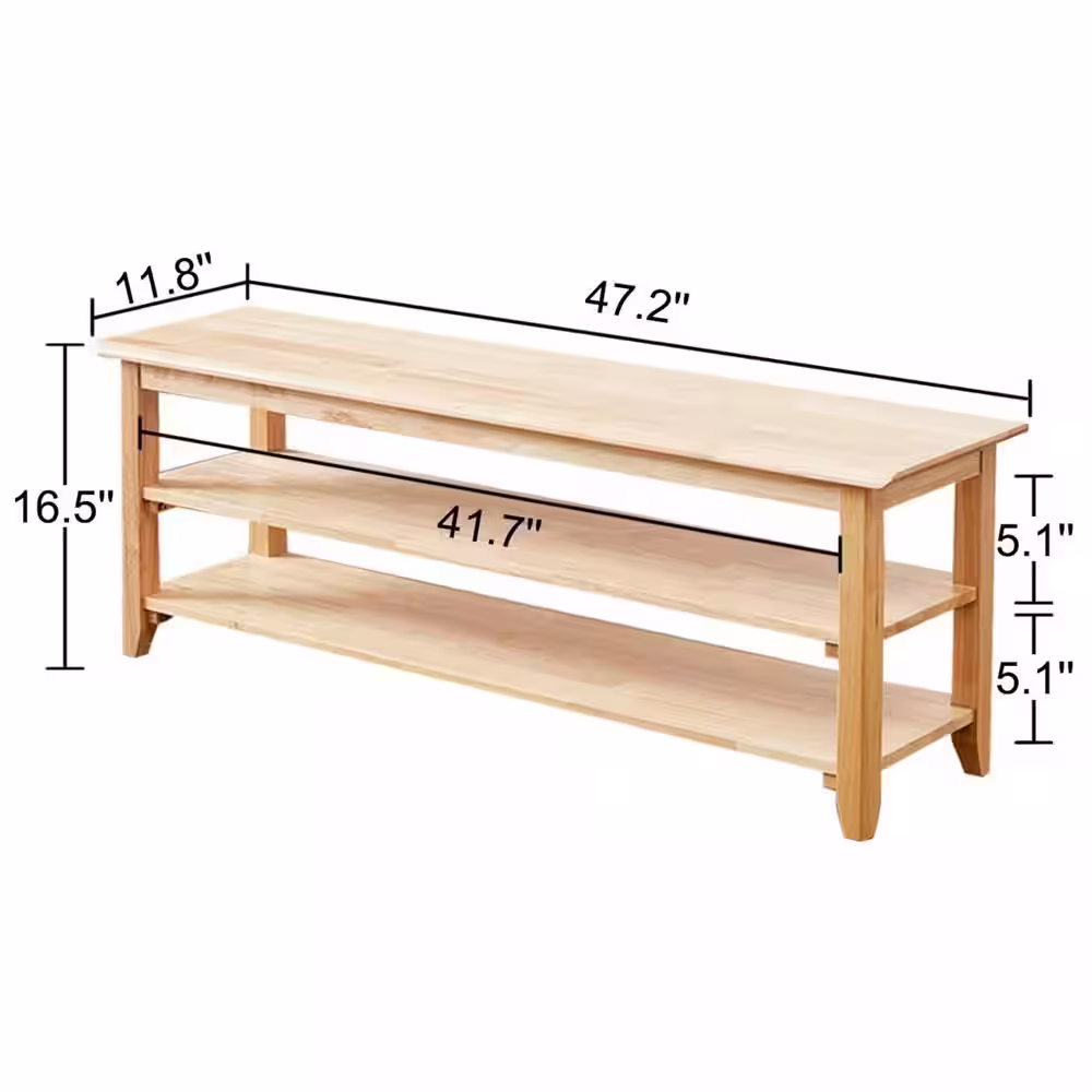 None 16.5 in. H 12-Pair Natural Wood Shoe Rack