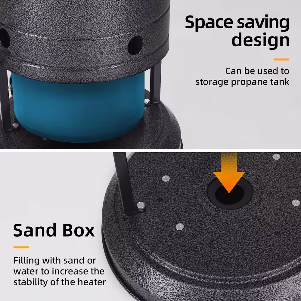 None 46000 BTU Standing Propane Patio Heater with Wheels in Mocha