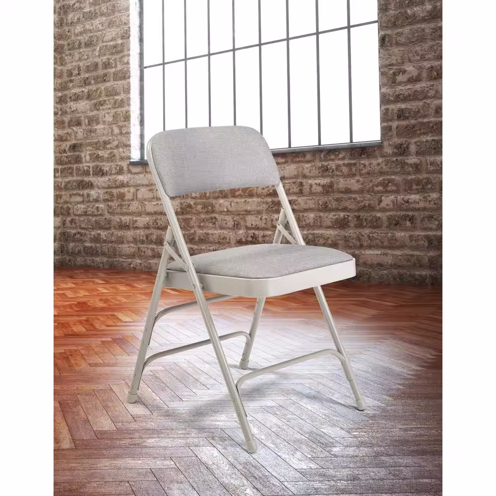 National Public Seating Grey Fabric Padded Seat Stackable Folding Chair (Set of 4)
