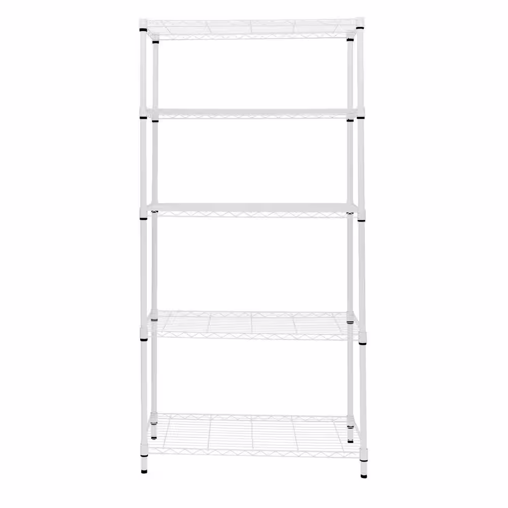 Honey-Can-Do White 5-Tier Heavy Duty Adjustable Steel Garage Storage Shelving Unit (36 in. W x 72 in. H x 16 in. D)