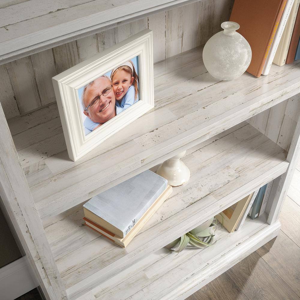 SAUDER 43 in. White Plank Engineered Wood 3-Shelf Bookcase
