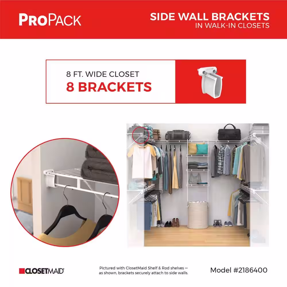 ClosetMaid ProPack Pre-Loaded Side Wall Brackets (48-Piece)