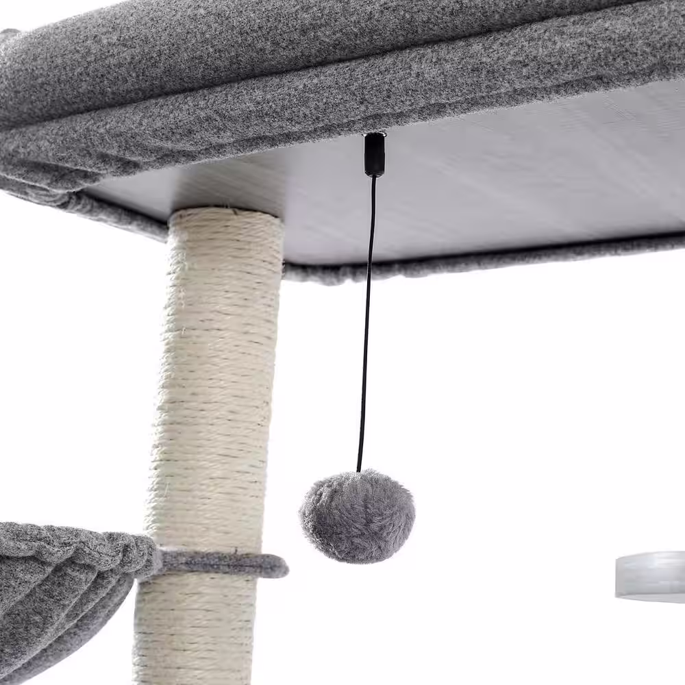 Foobrues 50.8 in. H Pet Cat Scratching Posts and Trees Cat House in Gray