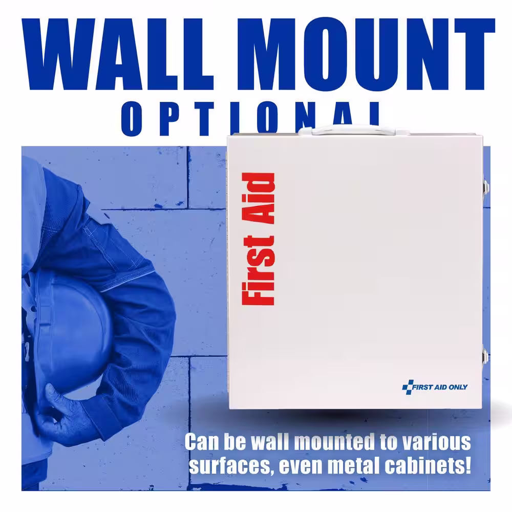 First Aid Only 100-Person, 3-Shelf Metal ANSI B Plus First Aid Cabinet with Medications