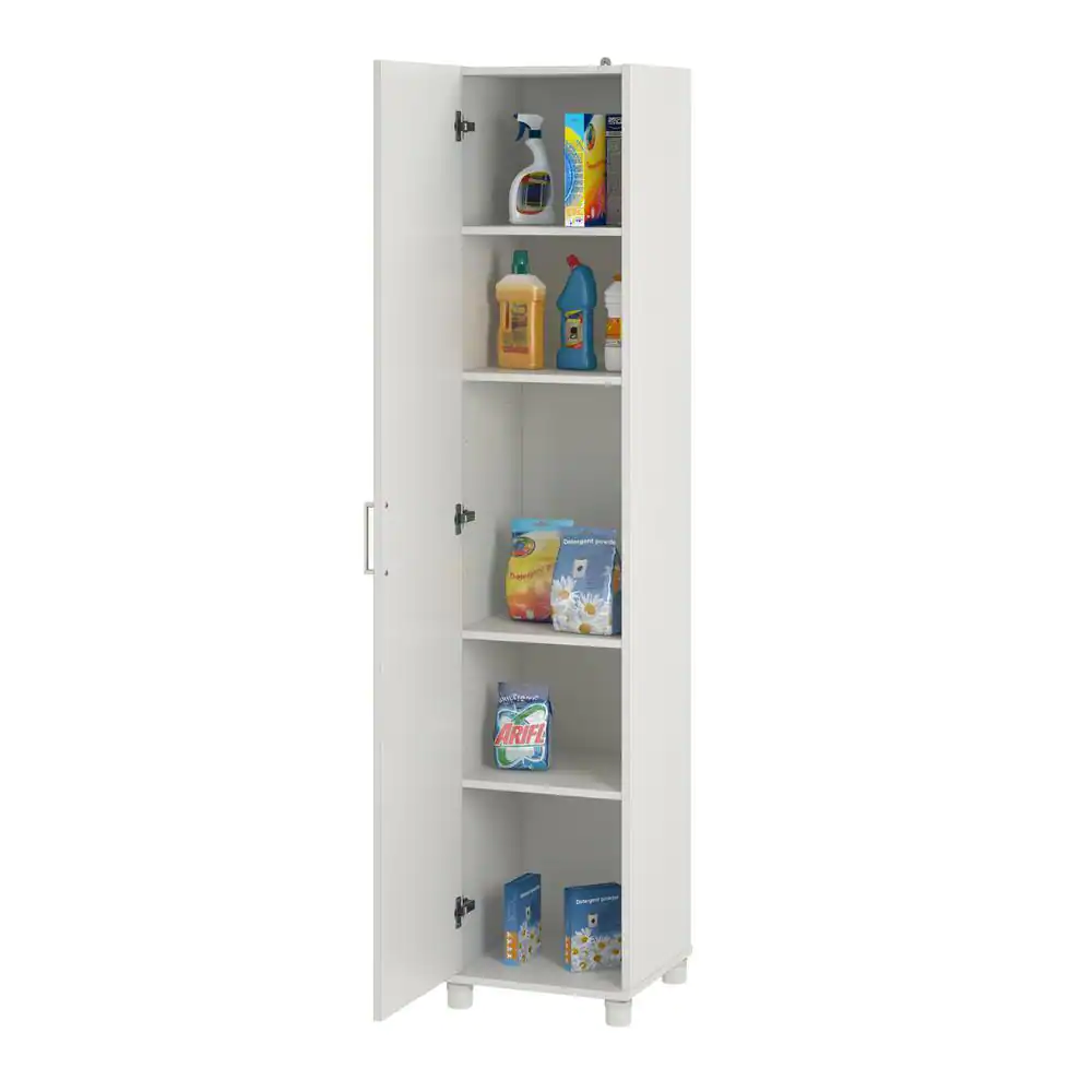 Ameriwood Home Kai Wood Freestanding Garage Cabinet in White (16 in. W x 74 in. H x 15 in. D)