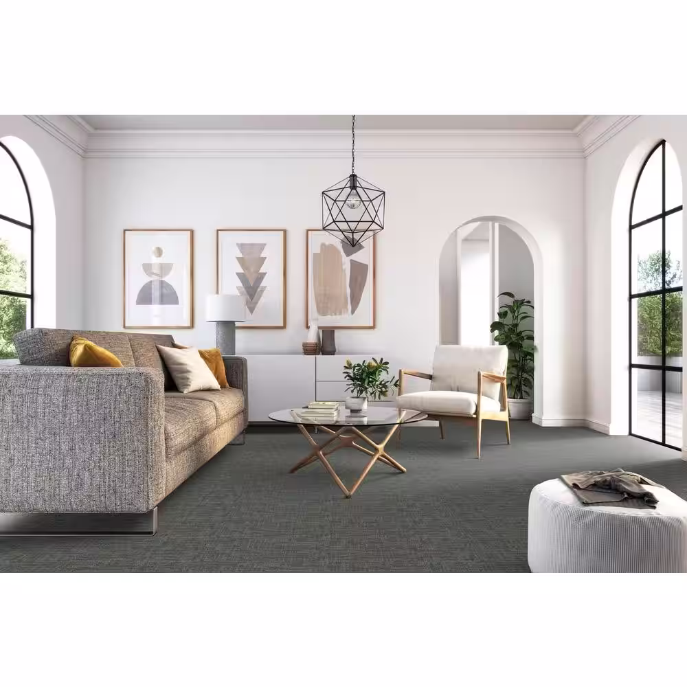 Home Decorators Collection Tailored - Solitude - Blue 38 oz. SD Polyester Pattern Installed Carpet