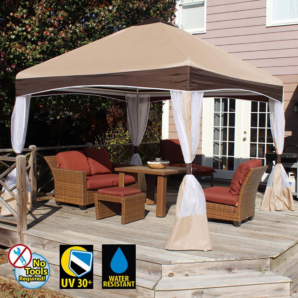 King Canopy 10 ft. x 10 ft. Garden Party Canopy with Caramel Creme Cover