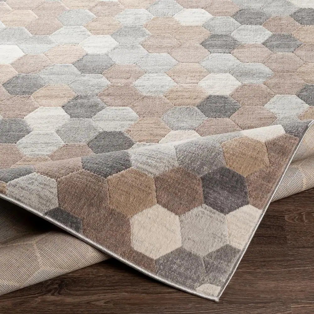 StyleWell Geo Print Beige/Gray Hexagon 6 ft. 7 in. x 9 ft. Rectangle Area Rug