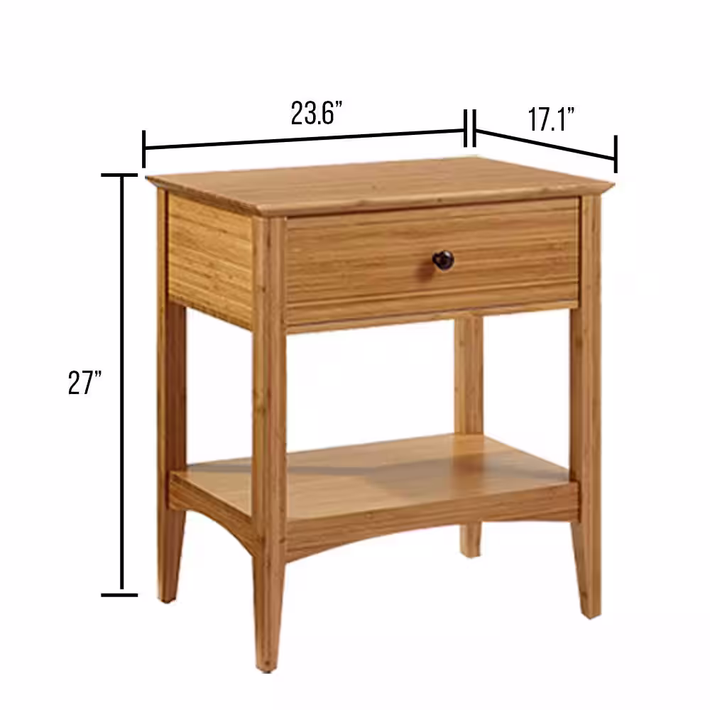 Greenington Willow 1-Drawers Caramelized Nightstand 27 in. H x 17.1 in. W x 23.6 in. L