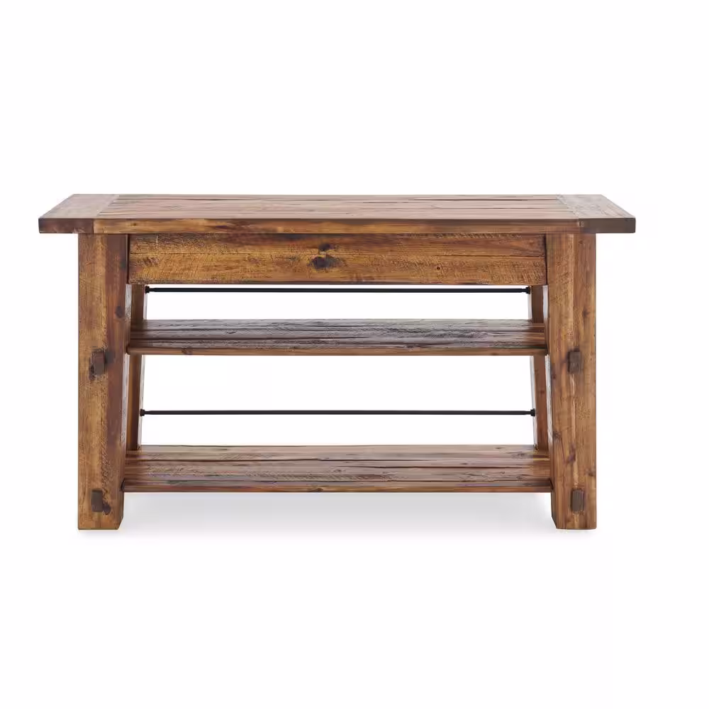 Alaterre Furniture Durango 54 in. Brown Standard Rectangle Wood Console Table with 2-Shelves