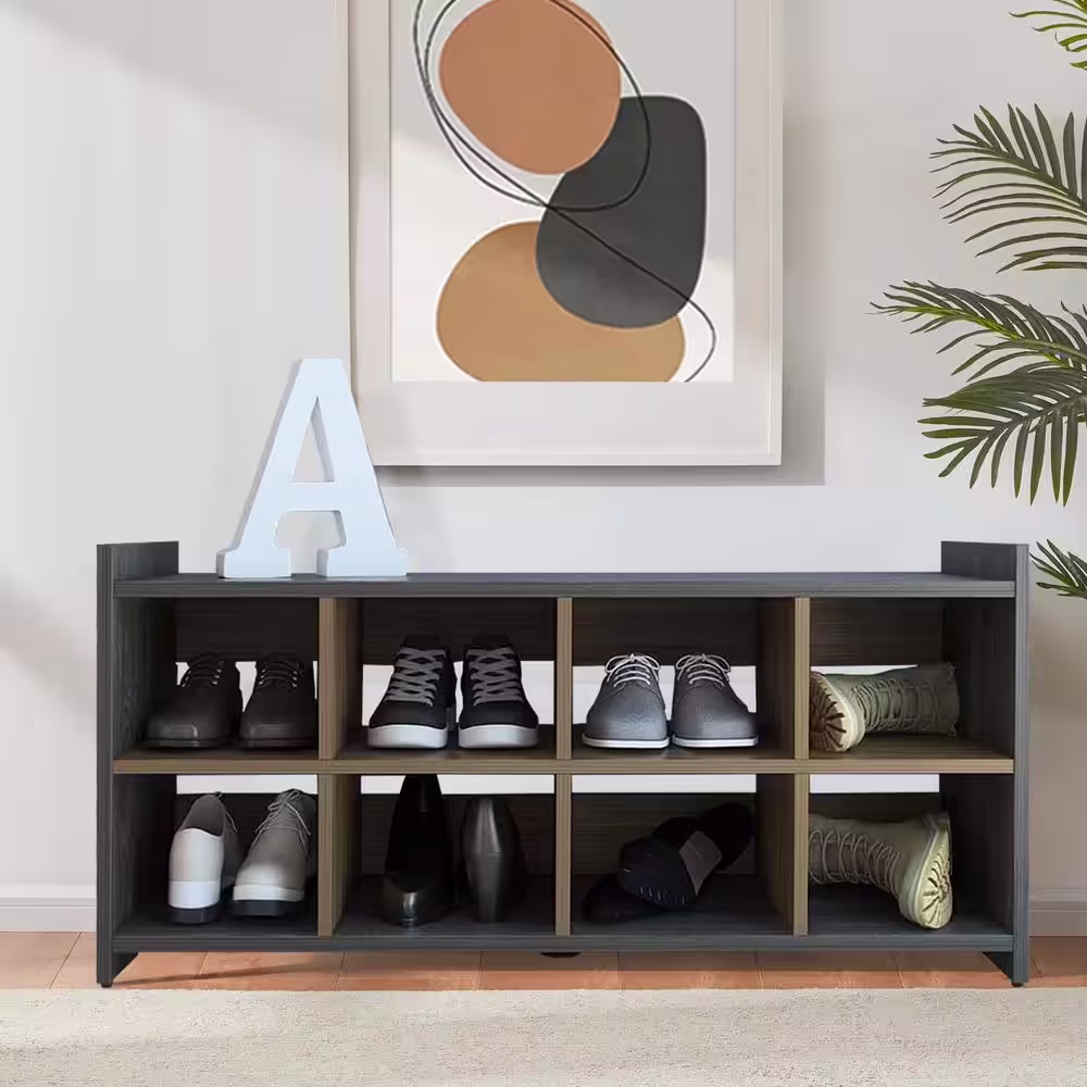 Siavonce 17.4 in. H 8 Shoe-Pairs Compartment Rectangle Entryway Shoe Rack Carbon Espresso