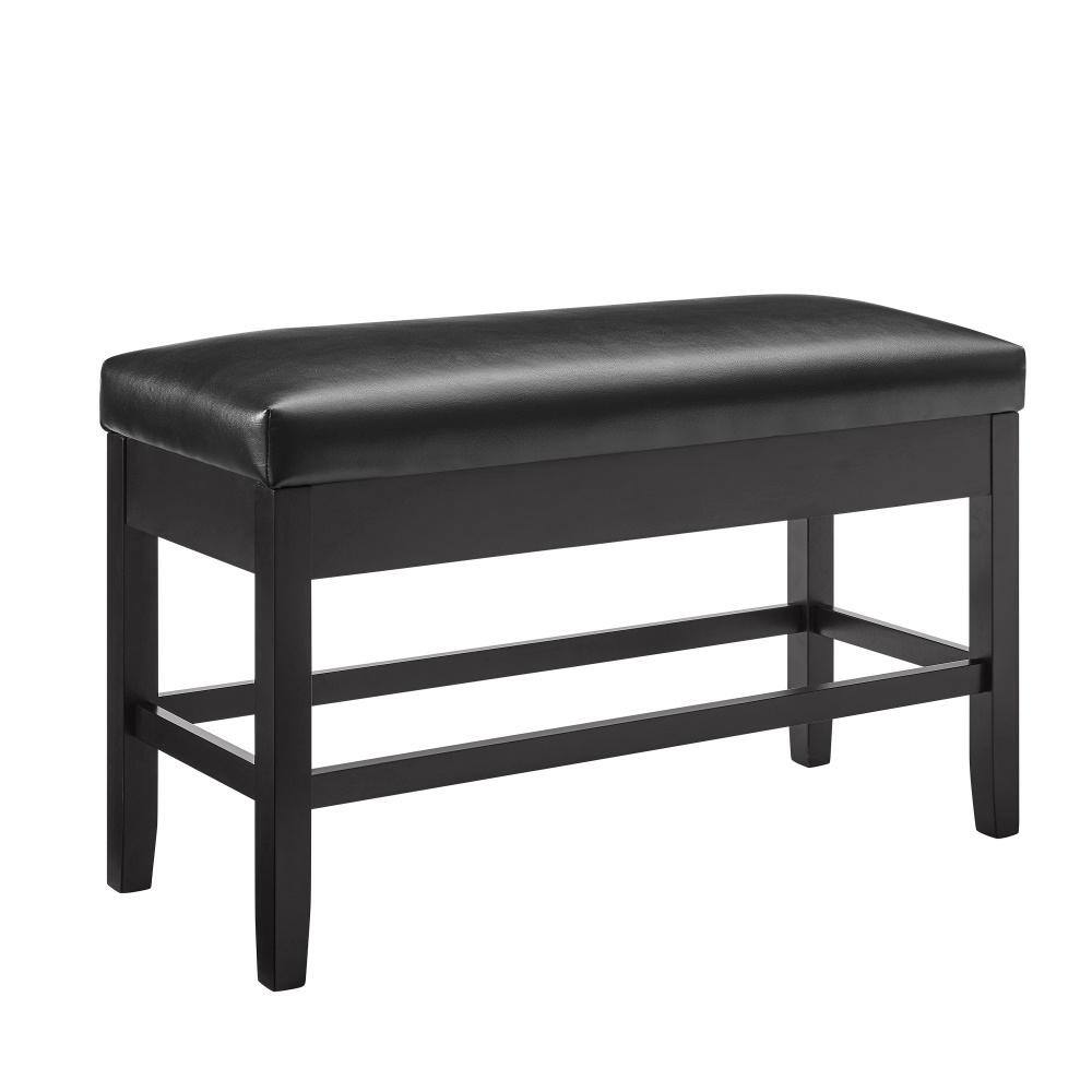 Steve Silver Carrara Black Ebony Counter Bench with storage (26 in. Height x 42 in. Width x 17 in. Depth)