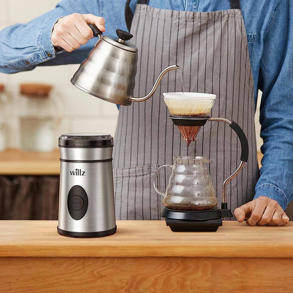 None 1.7 oz. Silver Stainless Steel Blade Electric Coffee Grinder in Silver