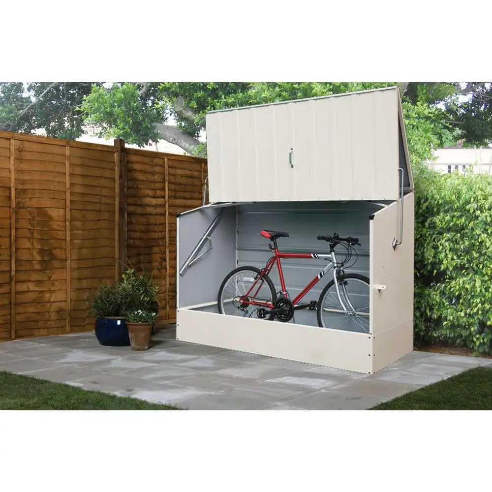 Bosmere 6 ft. x 3 ft. Cream Heavy Duty Steel Bicycle Storage Locker