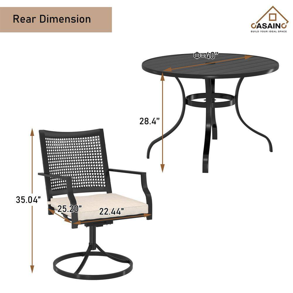 CASAINC 5-Piece Metal Round Frame Outdoor Dining Set