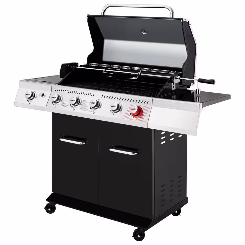 Royal Gourmet Deluxe 5-Burner propane Gas Grill and 1 side burner with Rotisserie Kit