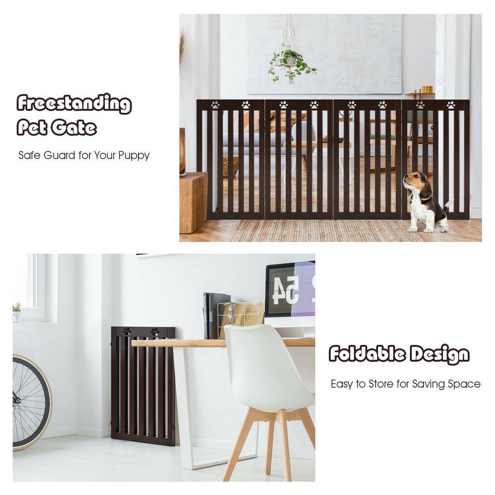 ANGELES HOME 36 in. Folding Wooden Freestanding Pet Gate with 360Â° Hinge
