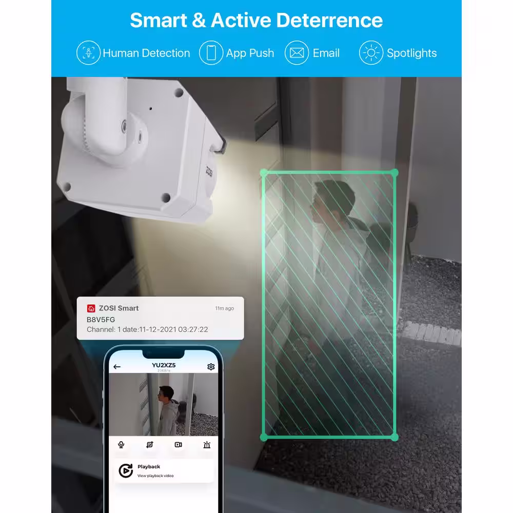 ZOSI 16-Channel 4K UHD 3TB NVR POE Security Camera System with 10-Wired 8MP Outdoor Surveillance Cameras, Audio Recording